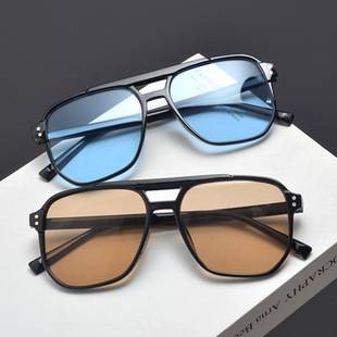 New cross-border box sunglasses anti-ultraviolet women's net red fu ancient marine film double beam rice nail aviator sunglasses