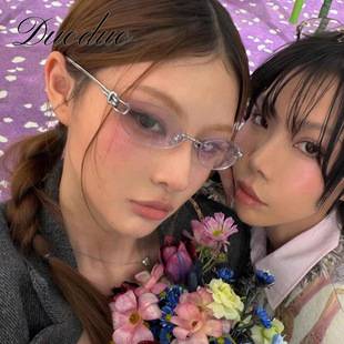 2026 New Model Straight-Style Rei Yonei Same Style Gm Sunglasses, High-Intelligence Oval Frameless Sunglasses, Simple and Fashionable Designer Sunglasses