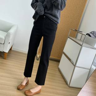 Ace Straight Four-sided Baguette Jeans Women's Autumn New High Waist Slimming Straight Small Men Smoke Tube Pants