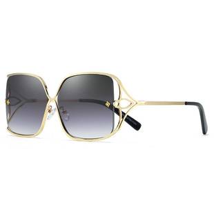 Support Dropshipping European and American Metal Sunscreen Anti-Uv Sunglasses Gradient Color Square Frame Sunglasses Women's Large Frame Cross-Border