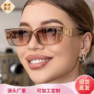 Cross-Border Hollow-Out Diamond Chain Square Frame Sunglasses, Fashionable and High-End, Trendy Uv Protection Sunglasses for Women, High-Quality Designer Items
