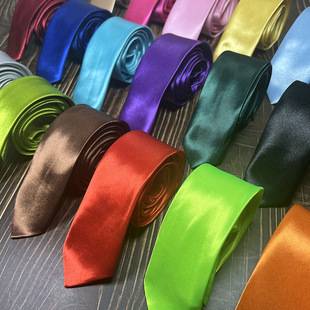 Korean version of narrow small 5cm tie solid color men's silk colored shirt accessories black and white casual logo