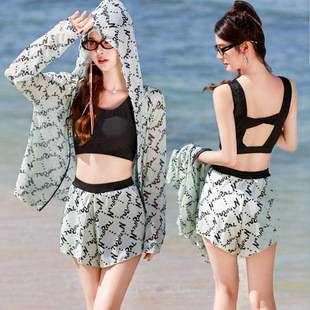 2026 New Style Women's Swimwear, Three-Piece Sports Bikini, Conservative, Slimming, Tummy-Covering, Plus-Size Student Swimsuit