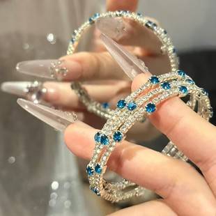 Multicolor Open-Ended Bracelet Trendy Elegant Women's Bracelet New Style 3-Row Rhinestone Wrap-Around Bracelet European and American Cross-Border