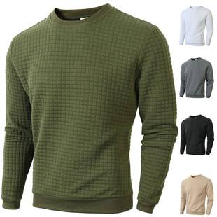 European Size Autumn and Winter New Men's Sweatshirt, Slim Fit, Round Neck, Long Sleeve, Checkered, Unique European and American Style, Outdoor Casual Men's Wear