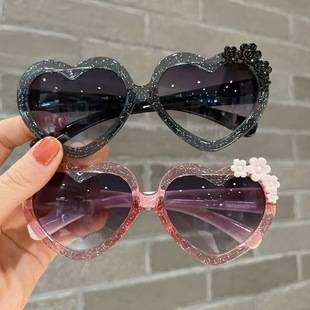 New peach heart children's sunglasses fashion love cute flower baby trend sunglasses crystal factory wholesale