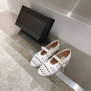 Large Size Hollow-Out Ballet Flats for Women, 2026 Spring/Summer New French-Style Sandals, Round-Toe Mary Jane Shoes