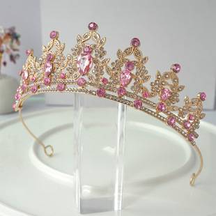 Cross-Border Alloy Children's Crown Bright Diamond Multi-Color Crystal Bridal Tiara Princess Crown Birthday Wedding Hair Accessories