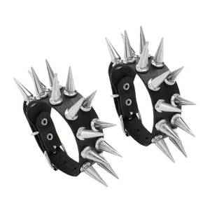 European and American Cross-Border Hot Selling Punk Double Row Pointed Rivet Leather Bracelet Personalized Trendy Couple Bracelet Men's Wristband