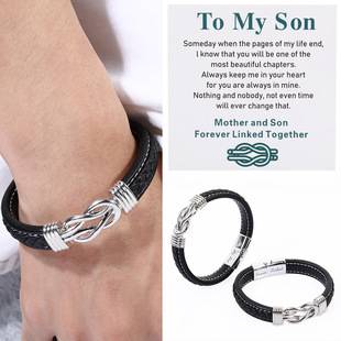 Cross-Border Men's Bracelets European and American Braided Magnetic Buckle Pu Leather Bracelet Amazon Punk Alloy Geometric Bracelet Wholesale