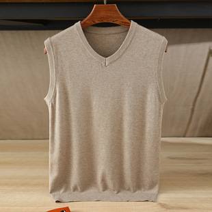 Vest sweater vest men's V-neck loose solid color vest bottoming shirt Korean style sweater plus size tide