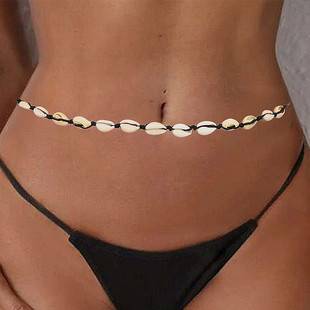 European and American cross-border jewelry summer holiday style bikini beach belly chain body chain hand-woven shell waist chain