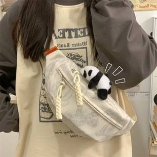 Panda Chest Bag for Women 2024 Student Cycling Sports Shoulder Crossbody Bag Ladies Small Waist Bag Chest Bag