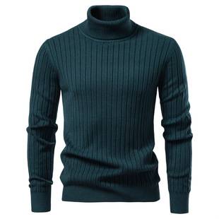Casual 2025 Warm Knitwear Autumn and Winter Bottoming Pullover Knitwear Men's High Collar New European Size Men's Pure Color Knitwear