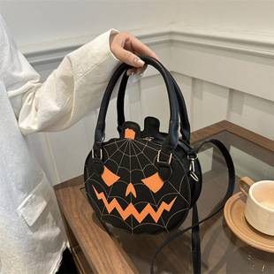 Halloween Pumpkin Bag 2026 New Style Color-Block Simple Shoulder Handbag Quirky Cross-Border Single Shoulder Crossbody Women's Bag