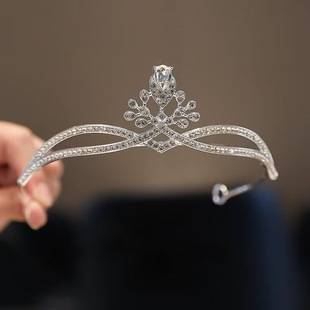 Cross-Border Bridal Crown Headpiece Simple Diamond Princess Dress Hair Accessory 18Th Birthday Headband Dance Performance Jewelry