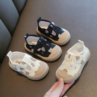 Spring and Autumn Square Mouth Baby Shoes Cartoon Soft Sole Toddler Shoes Men's and Women's Children's Shoes Infant Shoes Tpr Sole Canvas Shoes