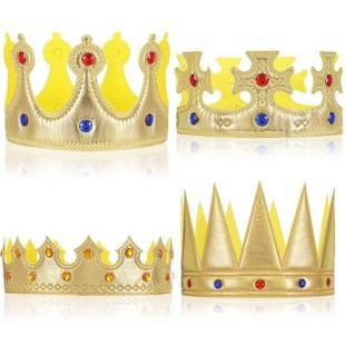 Children's Golden King Crown Bronzing Cloth Prince Headwear Happy Birthday Decoration Props Birthday Hat Crown