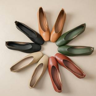 Soft Leather Mom Shoes for Women, Soft Leather Flat Shoes, Spring New Style, Versatile Soft Sole Comfortable Granny Shoes, Women's Shallow Work Shoes