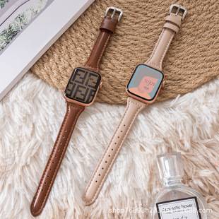 Suitable for All Series of Apple Watches, Versatile Small Waist-Shaped Genuine Leather Strap for Women, Cross-Border Iwatchs11