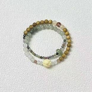 Listen to the Wind and Embrace the New Chinese Style Clear Lotus Bracelet for Women Niche New Simple Chinese Style Bracelet Forest Style Fresh Hand Jewelry