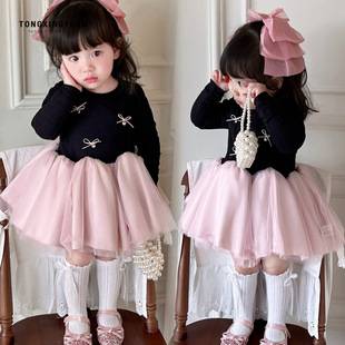 Baby Girl's Super Pretty Mesh Patchwork Dress, New Spring Style Children's Fashionable Princess Dress, Birthday Dress