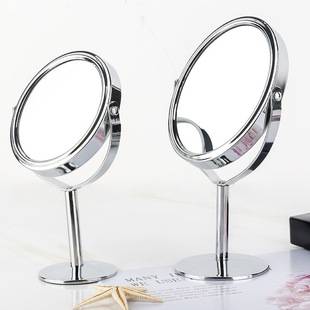 High-Definition Double-Sided Desktop Makeup Mirror/Round Metal Makeup Mirror/1:2 Magnifying Mirror Metal Rotating Mirror