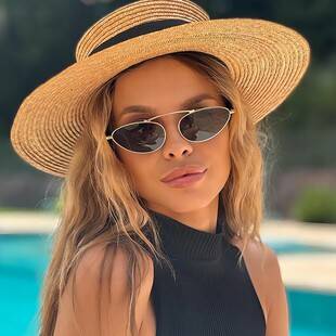 New Yk2 Metal Sunglasses for Women, High-End, Personalized, Small-Frame Decorative Glasses, Cross-Border Oval Frame Cat-Eye Sunglasses