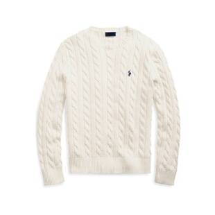 Ralph Lauren Embroidered Round-Neck Knit Sweater for Men, Autumn and Winter Warm Cable-Knit Pullover Sweater for Couples, Women's Version