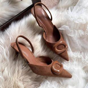 Elegant High-Heeled Shoes, Fashionable Shallow Pointed-Toe Stiletto Sandals, 2026 Spring/Summer New Style, Back-Strap Pointed-Toe High-Heeled Pumps