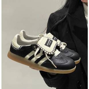 Retro Samba Three-Stripe Leopard Print Horsehair Flip-Top German Training Shoes for Women 2026 Spring/Summer New Sports Casual Forrest Gump Shoes