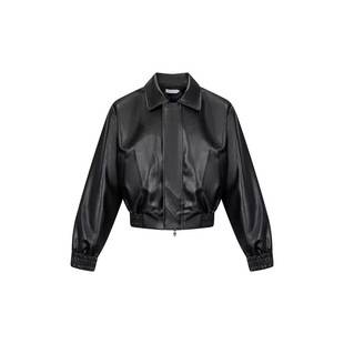 Black Versatile Leather Jacket for Men with High-End Turn-Down Collar, Unique Design, Stylish Elastic Waist, Leather Biker Jacket