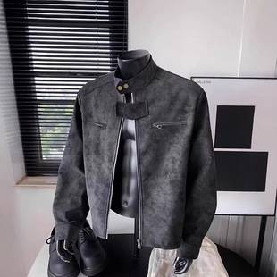 Trendy Stand-Collar Pu Leather Flight Baseball Jacket American Style 2026 New Fashion Jacket for Men Autumn Melard