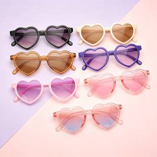 New Heart-Shaped Children's Sunglasses, Cute Decorative Trendy Kids' Sunglasses, Japanese and Korean Fashionable Cute Baby Sun Protection Glasses