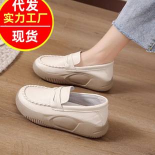 Comfortable Single-layer Shoes Women's 2025 Spring and Autumn New Sports Casual Thick-soled Nurses' Shoes for Long-standing Not Tired Feet Soft-soled Work Shoes