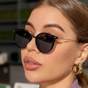 Sunglasses for Women, High-End, Anti-Uv, Face-Showing, Small, Anti-Glare, Men's Driving, Metal Round Frame Polarized