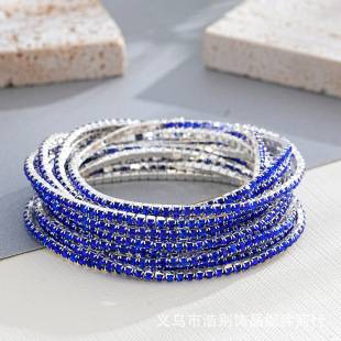 Korean Style Fashion Full Diamond Single Row Elastic Bracelet Jewelry Factory Direct Sale 2.0mm Simple Rhinestone