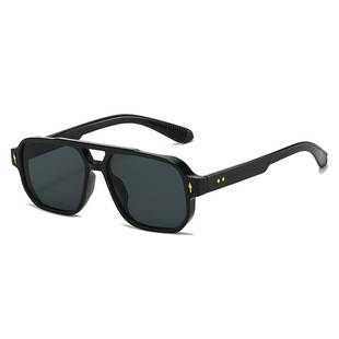 New Fashion Double-Bridge Studded Sunglasses for Men Wholesale Retro Casual Driving Business Sunglasses