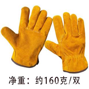 Yellow Cowhide Driver Work Gloves Wholesale Labor Protection Anti-Slip Anti-Scald Anti-Spark Wear-Resistant Work Gloves Gaozhou
