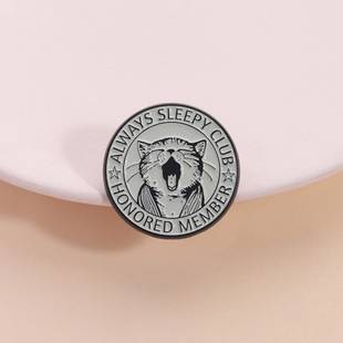 Sleepy Kitten Brooch Yawning Cat Style Badge Alwayssleepyclub Personalized Lazy Decoration