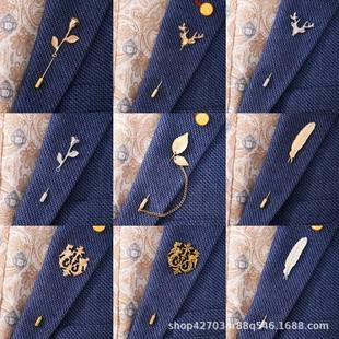 2024 New Arrival Golden silver Brooch Men's High-end Suit Sense High-end Elegant Brooch with Chain Style Jewelry