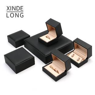 Black Brushed PU Leather Jewelry Box Ring Box Pendant Necklace Box Bracelet Bracelet Is a Storage Box Factory Now