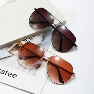Double-Beam Large-Frame Sunglasses for Men and Women, Metal Full-Frame Sunshade Glasses, Sun Protection, Uv380 Protection