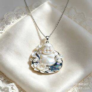 New Chinese-style Lotus Smiling Buddha Pendant, Trendy Maitreya Buddha Necklace, Fortune-attracting and Luck-bringing Jewelry