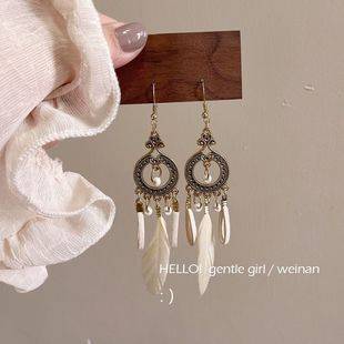 Super Fairy Tassel Ear Hooks, Summer Retro Ethnic Bohemian Style Earrings, Non-Pierced Ear Clips, Feather Earrings for Women