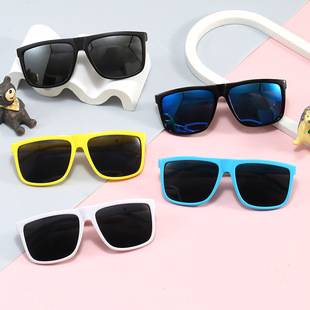 Children's Square Frame Colorful Lens Sunglasses for Boys and Girls, European and American Retro Fashion Sunglasses for Babies