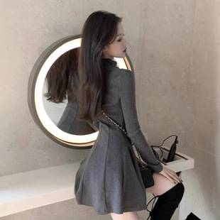 Half turtleneck waist-tight inner wear slim fit stunning dress A- line bottoming skirt autumn and winter small short skirt for women