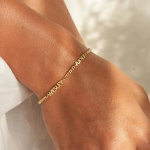 Cross-Border Personalized Name Bracelet Cuban Chain DIY English Letters Handmade New Style Private Customization Hot Sale