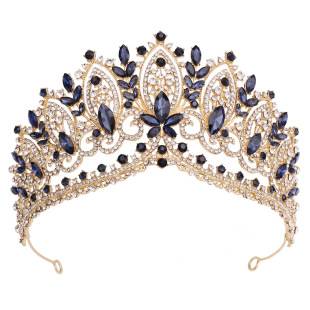European and American Bridal Red Rhinestone Crown Alloy Princess Birthday Crown Bridal Wedding Headpiece Wedding Dress Accessory