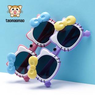 New Children's Silicone Glasses Cartoon Kitten Cute Baby Girl Polarized Sunglasses High-End Sunglasses Wholesale